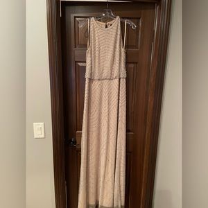 Adrianna Papell beaded halter gown. Size 10 silver/nude